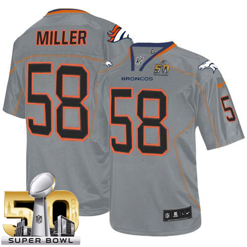 Nike Broncos #58 Von Miller Lights Out Grey Super Bowl 50 Men's Stitched NFL Elite Jersey