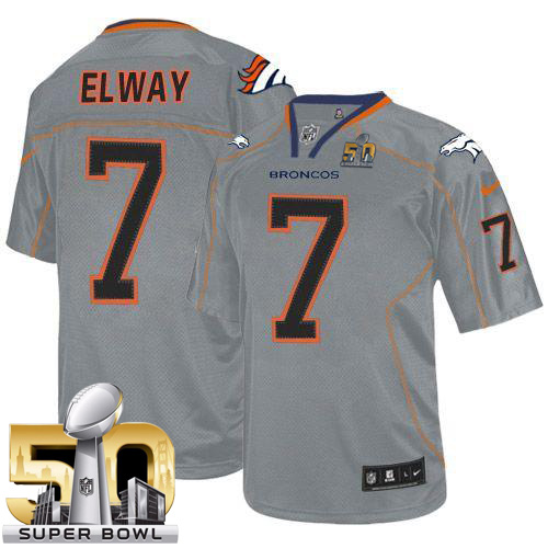Nike Broncos #7 John Elway Lights Out Grey Super Bowl 50 Men's Stitched NFL Elite Jersey