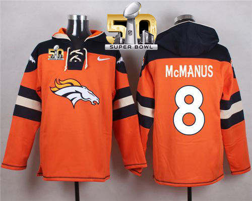 Nike Broncos #8 Brandon McManus Orange Super Bowl 50 Player Pullover NFL Hoodie