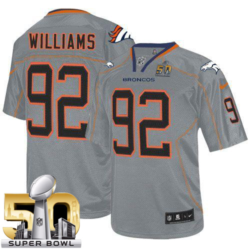 Nike Broncos #92 Sylvester Williams Lights Out Grey Super Bowl 50 Men's Stitched NFL Elite Jersey