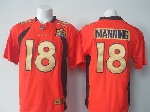 Nike Broncos #18 Peyton Manning Orange Team Color Super Bowl 50 Collection Men's Stitched NFL Elite Jersey