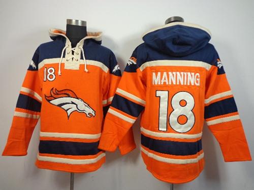 Nike Broncos #18 Peyton Manning Orange Sawyer Hooded Sweatshirt NFL Hoodie