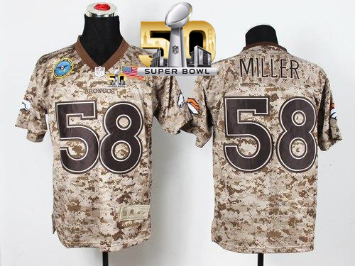 Nike Broncos #58 Von Miller Camo Super Bowl 50 Men's Stitched NFL New Elite USMC Jersey