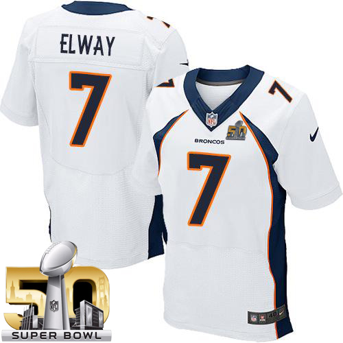 Nike Broncos #7 John Elway White Super Bowl 50 Men's Stitched NFL New Elite Jersey