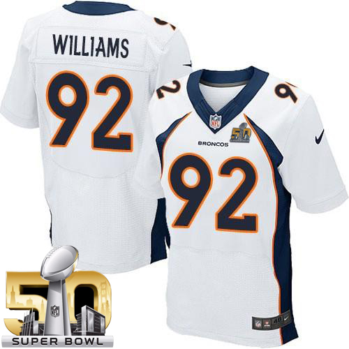 Nike Broncos #92 Sylvester Williams White Super Bowl 50 Men's Stitched NFL New Elite Jersey