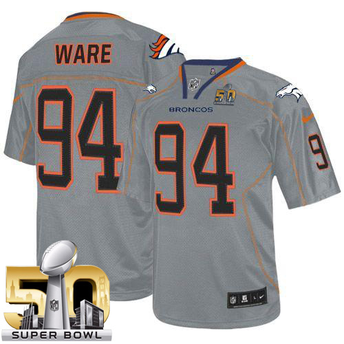 Nike Broncos #94 DeMarcus Ware Lights Out Grey Super Bowl 50 Men's Stitched NFL Elite Jersey