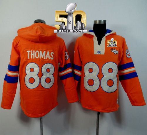 Denver Broncos #88 Demaryius Thomas Orange Super Bowl 50 Player Winning Method Pullover NFL Hoodie