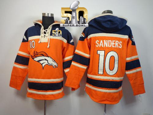 Denver Broncos #10 Emmanuel Sanders Orange Super Bowl 50 Sawyer Hooded Sweatshirt NFL Hoodie