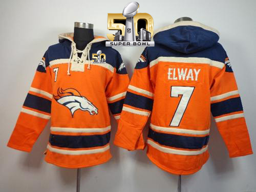 Denver Broncos #7 John Elway Super Bowl 50 Orange Sawyer Hooded Sweatshirt NFL Hoodie