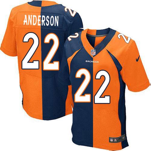 Nike Broncos #22 C.J. Anderson Orange/Navy Blue Men's Stitched NFL Elite Split Jersey