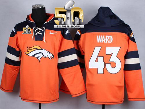 Nike Broncos #43 T.J. Ward Orange Super Bowl 50 Player Pullover NFL Hoodie