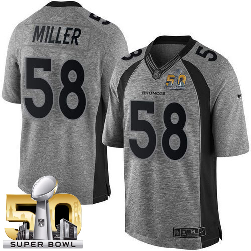 Nike Broncos #58 Von Miller Gray Super Bowl 50 Men's Stitched NFL Limited Gridiron Gray Jersey