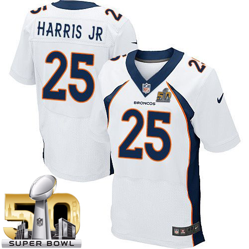 Nike Broncos #25 Chris Harris Jr White Super Bowl 50 Men's Stitched NFL New Elite Jersey