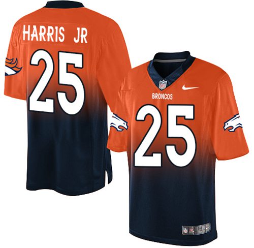 Nike Broncos #25 Chris Harris Jr Orange/Navy Blue Men's Stitched NFL Elite Fadeaway Fashion Jersey