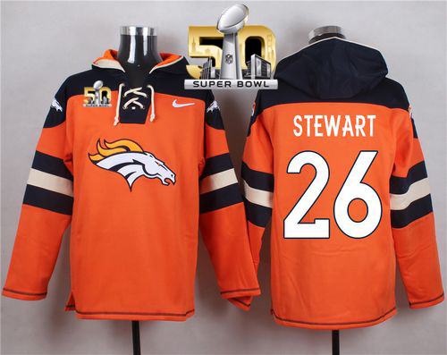 Denver Broncos #26 Darian Stewart Orange Super Bowl 50 Player Pullover NFL Hoodie