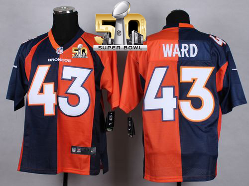 Nike Broncos #43 T.J. Ward Orange/Navy Blue Super Bowl 50 Men's Stitched NFL Elite Split Jersey