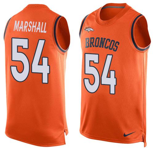 Nike Broncos #54 Brandon Marshall Orange Team Color Men's Stitched NFL Limited Tank Top Jersey