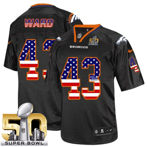 Nike Broncos #43 T.J. Ward Black Super Bowl 50 Men's Stitched NFL Elite USA Flag Fashion Jersey