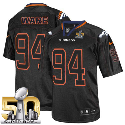Nike Broncos #94 DeMarcus Ware Lights Out Black Super Bowl 50 Men's Stitched NFL Elite Jersey