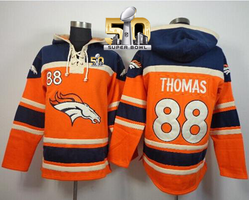 Denver Broncos #88 Demaryius Thomas Orange Super Bowl 50 Sawyer Hooded Sweatshirt NFL Hoodie