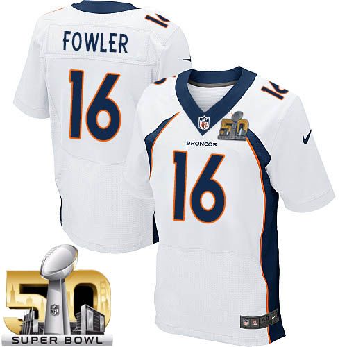 Nike Broncos #16 Bennie Fowler White Super Bowl 50 Men's Stitched NFL New Elite Jersey