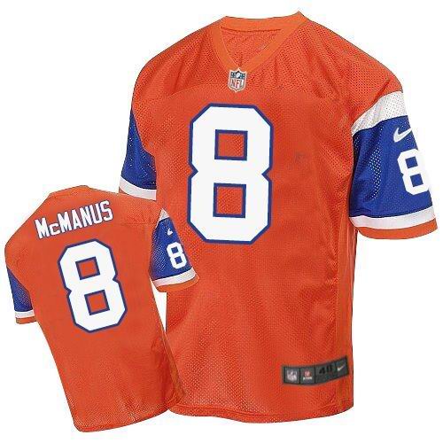 Nike Broncos #8 Brandon McManus Orange Throwback Men's Stitched NFL Elite Jersey