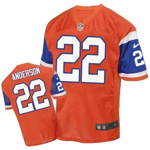 Nike Broncos #22 C.J. Anderson Orange Throwback Men's Stitched NFL Elite Jersey