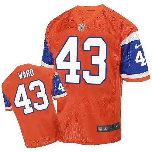 Nike Broncos #43 T.J. Ward Orange Throwback Men's Stitched NFL Elite Jersey