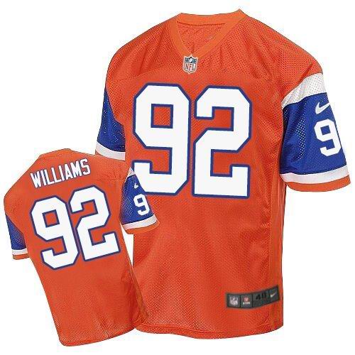 Nike Broncos #92 Sylvester Williams Orange Throwback Men's Stitched NFL Elite Jersey