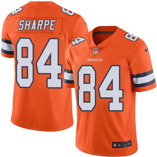 Nike Broncos #84 Shannon Sharpe Orange Men's Stitched NFL Limited Rush Jersey