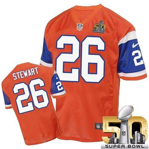 Nike Broncos #26 Darian Stewart Orange Throwback Super Bowl 50 Men's Stitched NFL Elite Jersey