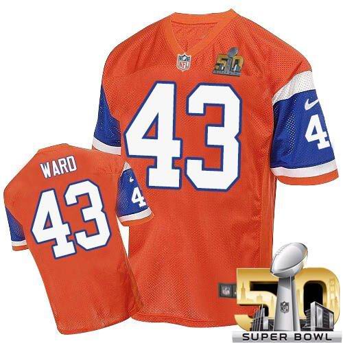 Nike Broncos #43 T.J. Ward Orange Throwback Super Bowl 50 Men's Stitched NFL Elite Jersey