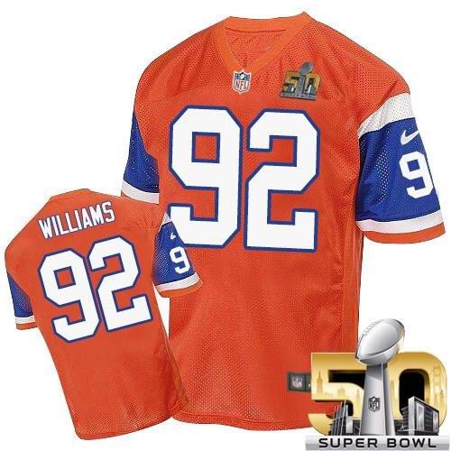 Nike Broncos #92 Sylvester Williams Orange Throwback Super Bowl 50 Men's Stitched NFL Elite Jersey