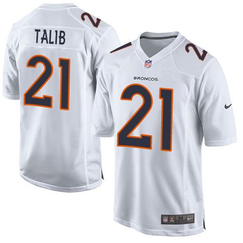 Nike Broncos #21 Aqib Talib White Men's Stitched NFL Game Event Jersey
