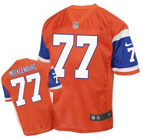 Nike Broncos #77 Karl Mecklenburg Orange Men's Stitched NFL Elite Throwback Jersey