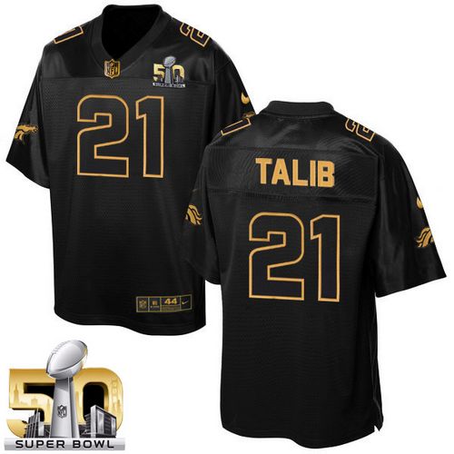 Nike Broncos #21 Aqib Talib Black Super Bowl 50 Men's Stitched NFL Elite Pro Line Gold Collection Jersey