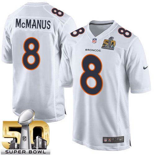 Nike Broncos #8 Brandon McManus White Super Bowl 50 Men's Stitched NFL Game Event Jersey