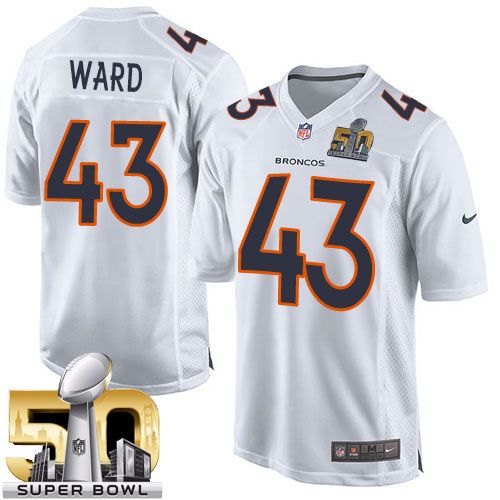 Nike Broncos #43 T.J. Ward White Super Bowl 50 Men's Stitched NFL Game Event Jersey
