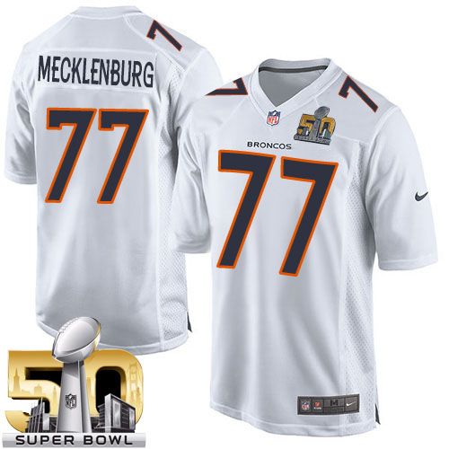Nike Broncos #77 Karl Mecklenburg White Super Bowl 50 Men's Stitched NFL Game Event Jersey