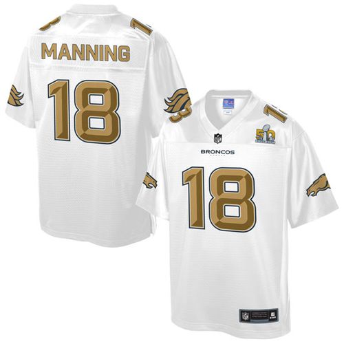 Nike Broncos #18 Peyton Manning White Men's NFL Pro Line Super Bowl 50 Fashion Game Jersey