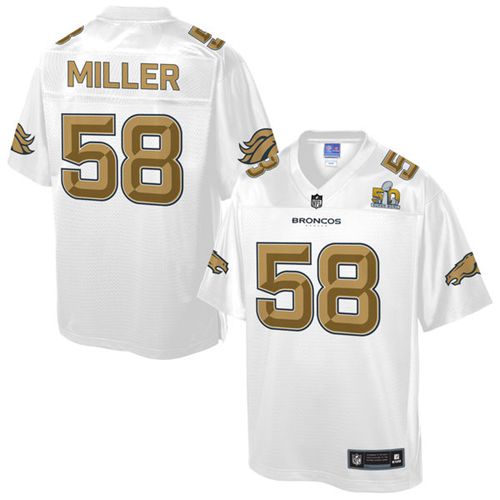 Nike Broncos #58 Von Miller White Men's NFL Pro Line Super Bowl 50 Fashion Game Jersey