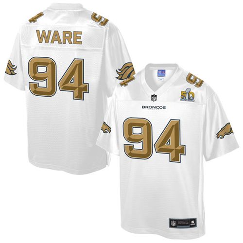 Nike Broncos #94 DeMarcus Ware White Men's NFL Pro Line Super Bowl 50 Fashion Game Jersey