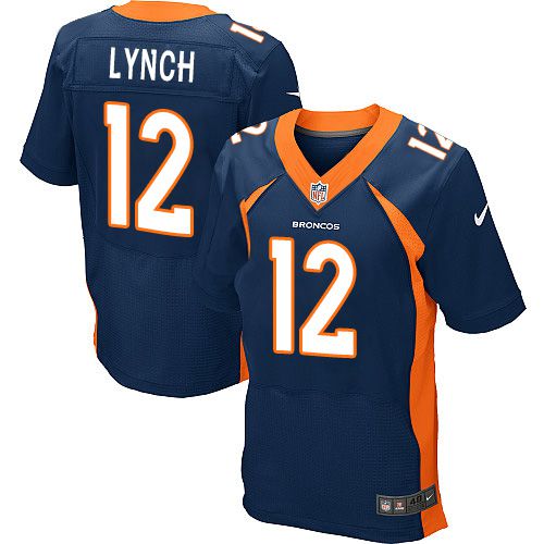 Nike Broncos #12 Paxton Lynch Navy Blue Alternate Men's Stitched NFL New Elite Jersey