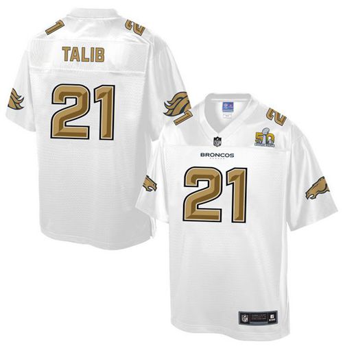 Nike Broncos #21 Aqib Talib White Men's NFL Pro Line Super Bowl 50 Fashion Game Jersey