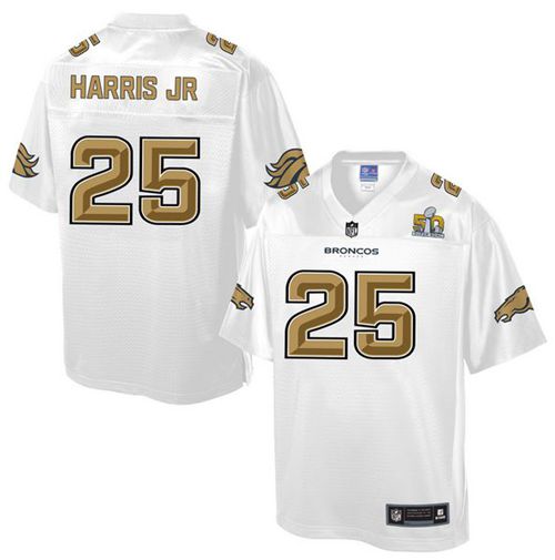Nike Broncos #25 Chris Harris Jr White Men's NFL Pro Line Super Bowl 50 Fashion Game Jersey