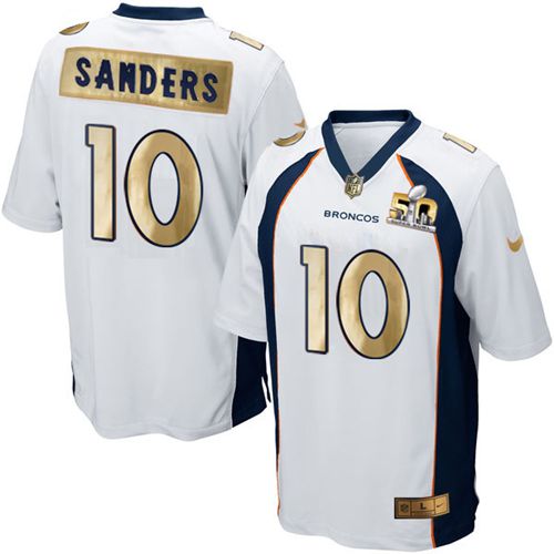 Nike Broncos #10 Emmanuel Sanders White Men's Stitched NFL Game Super Bowl 50 Collection Jersey