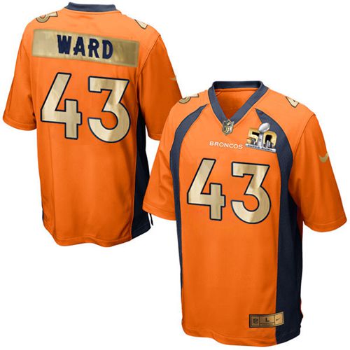 Nike Broncos #43 T.J. Ward Orange Team Color Men's Stitched NFL Game Super Bowl 50 Collection Jersey