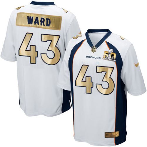 Nike Broncos #43 T.J. Ward White Men's Stitched NFL Game Super Bowl 50 Collection Jersey