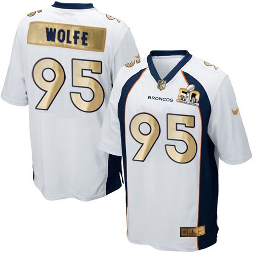 Nike Broncos #95 Derek Wolfe White Men's Stitched NFL Game Super Bowl 50 Collection Jersey