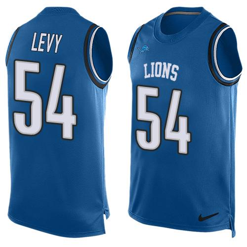 Nike Lions #54 DeAndre Levy Blue Team Color Men's Stitched NFL Limited Tank Top Jersey